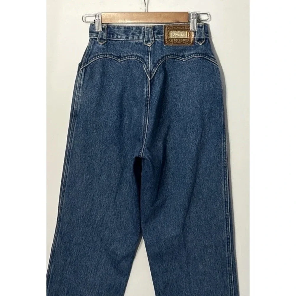 Women's Vintage Lawman High Waisted Jeans Slim Fit Straight Sz 24 24x29 - Picture 7 of 13